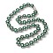 Rack Plating Brass Pave Cubic Zirconia Flower Link Necklaces for Women, Cadmium Free & Lead Free, Long-Lasting Plated, Platinum, Green, 16.26 inch(413mm)