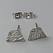 304 Stainless Steel Textured Geometry Stud Earring Findings with Hole, Stainless Steel Color, Trapezoid, 9x12mm, Hole: 1mm, Pin: 0.6mm