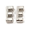 Platinum Plated Alloy Beads, Initial Letter, Letter.E, 10x3mm, Hole: 1.8mm