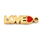 304 Stainless Steel Enamel Pendants, Laser Cut, Word Love with Heart Charm, Golden, Red, 4.5x17x1.5mm, Hole: 1.5mm