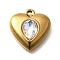 304 Stainless Steel Pendants, with Rhinestone, Real 18K Gold Plated, Ion Plating(IP), Heart, Crystal AB, 17.5x16.5x5.5mm, Hole: 1.4mm