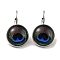 Eye Glass Leverback Earrings with Brass Earring Pins, Royal Blue, 29mm