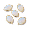 Golden Tone Brass Opalite Links connectors, Faceted, Oval, 26x15x6mm, Hole: 1~2mm