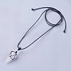 Natural Quartz Crystal Cone Braided Pendant Necklace NJEW-SZ0001-59A-1