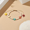 Dyed Synthetic Turquoise(Dyed) Heishi Beaded Bracelets with Dyed Synthetic Coral Starfish BJEW-JB09194-02-2