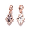 Brass Micro Pave Cubic Zirconia European Dangle Charms ZIRC-I036-01RG-1