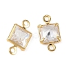 SHEGRACE Brass Pave Cubic Zirconia Square Connector Charms XGRQ2O831-440A-G-2