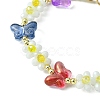 Flower & Butterfly Glass Beaded Bracelet with 304 Stainless Steel Clasps BJEW-JB09585-4