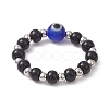 Handmade Evil Eye Lampwork with Glass Finger Rings for Couples RJEW-TA00231-5