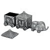 Tibetan Style Zinc Alloy Elephant Train Engraved My First Curl/Tooth Boxes CON-WH0089-108AS-1