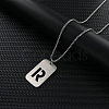Rectangle with Hollow Out Letter 201 Stainless Steel Pendant Necklaces FS-WG34D20-09-1