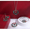 Christmas Wreath & Bell Alloy Rhinestone Pendant Necklaces & Dangle Earrings & Charm Bracelets & Brooch Sets WG06691-10-1