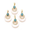 Synthetic Turquoise with White Shell Pendants KK-N287-11G-01-1