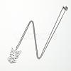 201 Stainless Steel Cutout Cat Shaped Pendant Necklaces for Unisex WG43D0D-02-3
