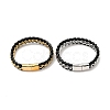 Leather & 304 Stainless Steel Braided Curb Chains Cord Bracelet with Magnetic Clasp for Men Women BJEW-C021-19-1
