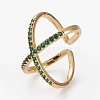 Brass Micro Pave Cubic Zirconia Cuff Rings RJEW-C101-13G-E-2