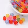 Mixed Color Frosted Round Shaped Transparent Acrylic Beads X-PL582M-1