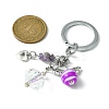 Gemstone Chip & Alloy Heart Pendant Keychain with Angel Acrylic Charm KEYC-JKC00541-3
