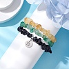 3Pcs 3 Styles Natural Citrine & Green Aventurine & Synthetic Blue Goldstone Chips Stretch Bracelets Sets BJEW-JB11076-08-3