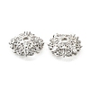Flower Brass Micro Pave Clear Cubic Zirconia Bead Caps KK-V008-30P-2