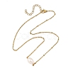 Natural Pearl Rice Pendant 304 Stainless Steel Satellite Chain Necklaces for Women NJEW-JN06149-01-3