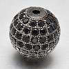 CZ Brass Micro Pave Cubic Zirconia Round Beads ZIRC-L017-14mm-06B-1
