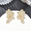 Brass & Clear Cubic Zirconia Stud Earrings KK-CBA36A2-06G-1
