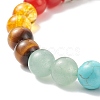 Natural Howlite & Mixed Gemstone Stretch Bracelet with Alloy Lotus Charms BJEW-TA00134-04-5