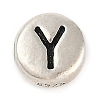 925 Sterling Silver Flat Round with Letter Beads LS-STER-G044-01AS-Y-1