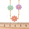 304 Stainless Seel Enamel Daisy Flower Link Chain Necklaces for Women NJEW-D303-01G-5
