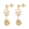 Natural Pearl Dangle Stud Earrings EJEW-JE05304-3