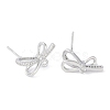 Left and Right Brass Pave Clear Cubic Zirconia Stud Earring Findings KK-F875-02P-2