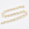 Brass Round Oval Paperclip Chain Necklace Making MAK-S072-05B-G-2