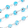 3.28 Feet Handmade Evil Eye Lampwork Round Beaded Chains X-CHC-G009-B-S02-2