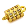 Brass Micro Pave Clear Cubic Zirconia Hollow Column Connector Charms KK-A230-05D-G-2