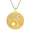 Stainless Steel Viking Moon Sun Tree of Life Flat Round Pendant Box Chain Necklaces PW-WG93B99-02-1