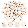 Printed Natural Wood European Beads WOOD-PH0009-50-1