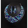 Alloy Rhinestone Pendant Necklaces & Teardrop Stud Dangle Earring Sets for Women WG99E9F-03-2
