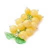 Dyed Natural Yellow Jade & Glass Seed Beaded Grape Pendants PALLOY-MZ00872-03-4