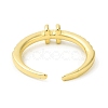 Clear Cubic Zirconia Initial Letter Open Cuff Ring RJEW-H120-09G-H-3