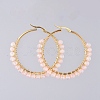 Beaded Hoop Earrings X-EJEW-JE03830-03-1