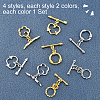 PandaHall Elite 8Set 4 Style Brass Toggle Clasps KK-PH0001-88-4