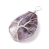 Natural Amethyst & Natural Tiger Eye & Natural Green Fluorite & Natural Rose Quartz & Natural Quartz Crystal  Pendants PALLOY-JF01307-4
