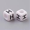 6MM White Letter Acrylic Cube Beads X-PL37C9308-H-2