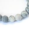 Frosted Natural Black Silk Stone/Netstone Round Bead Strands G-E334-6mm-25-2