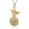 Golden Tone Brass Hollow Round Cage Pendants KK-J238-07G-2