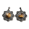 Natural Tiger Eye & Brass Pendants G-K338-09AS-06-1