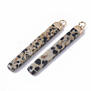 Top Golden Plated Natural Dalmatian Jasper Pendants G-S359-028G-2
