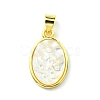Rack Plating Brass Pave Natural Shell Pendants KK-A204-01A-03G-1
