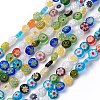 Flat Round Handmade Millefiori Glass Beads LK-R004-54-1